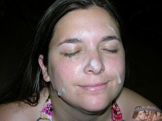 her very first jizm facial cumshot. Photo #1